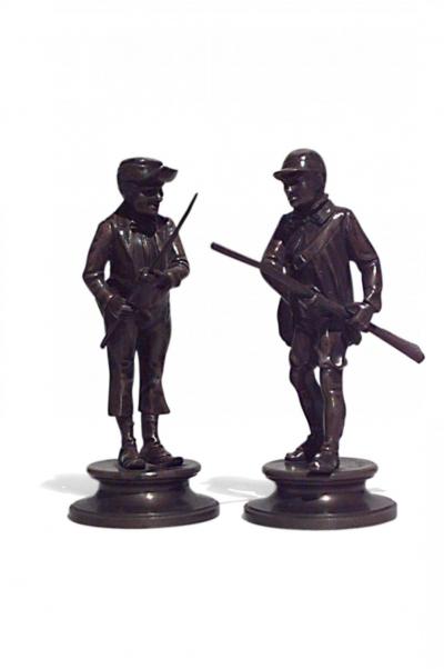 Pair of Bronze Character Soldiers with Rifles