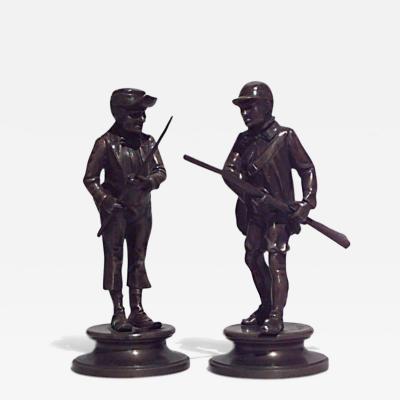 Pair of Bronze Character Soldiers with Rifles