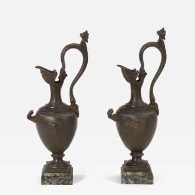 Pair of Bronze Grand Tour Ewers