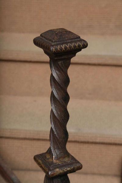 Pair of Bronze Inlaid Arts Crafts Andirons