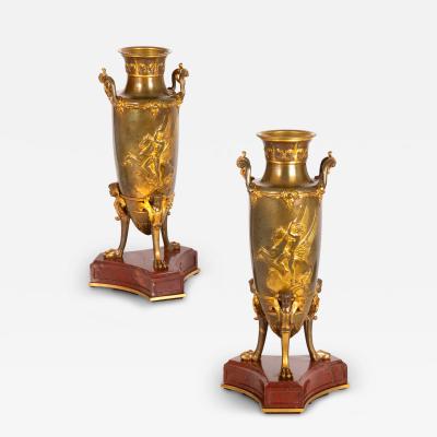 Pair of Bronze Mythological Amphora Garnitures Circa 1880