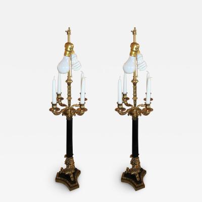 Pair of Bronze Neoclassical Style Table Lamps