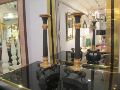 Pair of Bronze Regency Candlesticks