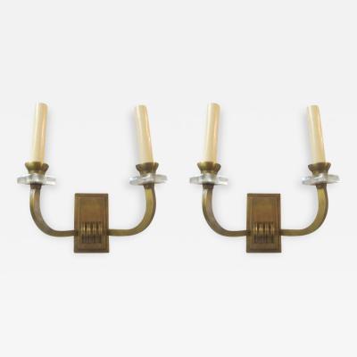 Pair of Bronze Two Arm Sconces