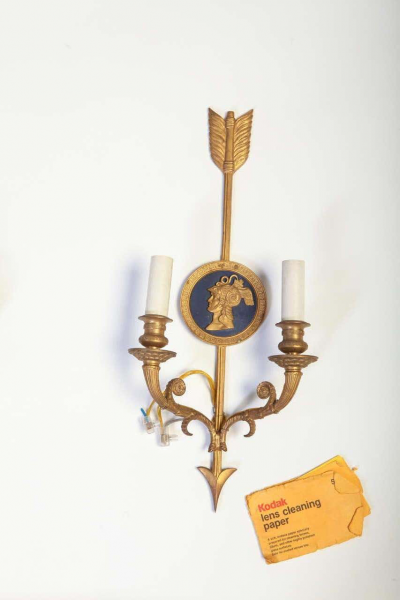 Pair of Bronze Two Light Neoclassical Wall Sconces