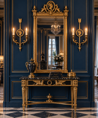 Pair of Bronze Two Light Neoclassical Wall Sconces
