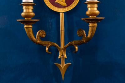 Pair of Bronze Two Light Neoclassical Wall Sconces