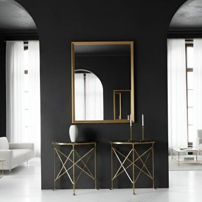 Pair of Bronze and Black Granite Demilune Console Tables Manner of Jansen