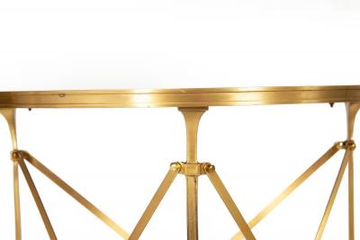 Pair of Bronze and Black Granite Demilune Console Tables Manner of Jansen