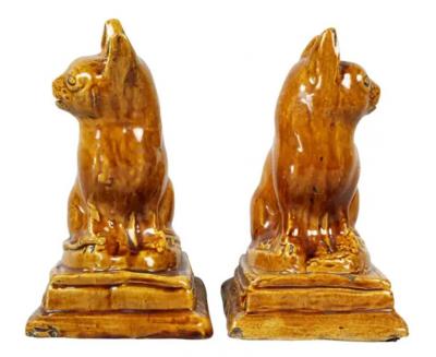 Pair of Brown Stoneware Cats