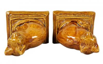 Pair of Brown Stoneware Cats