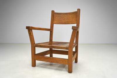 Pair of Brutalist Armchairs with Leather Seats Europe 1970s