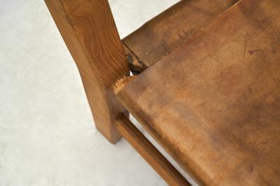 Pair of Brutalist Armchairs with Leather Seats Europe 1970s