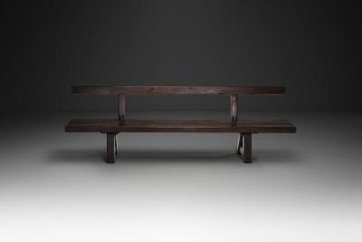 Pair of Brutalist Benches in Solid Oak Belgium Second Half of the 20th Century