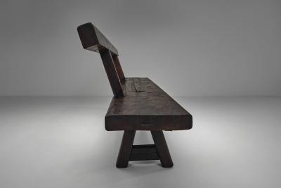 Pair of Brutalist Benches in Solid Oak Belgium Second Half of the 20th Century