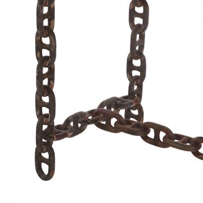 Pair of Brutalist Blue Stone Top Chain Consoles C 1970
