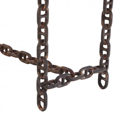 Pair of Brutalist Blue Stone Top Chain Consoles C 1970