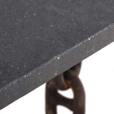 Pair of Brutalist Blue Stone Top Chain Consoles C 1970