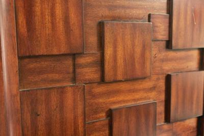 Pair of Brutalist Mahogany Two Drawer Bedside Tables