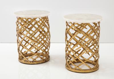 Pair of Brutalist Side Tables with Crystalline Quartz Tops 