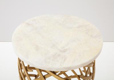Pair of Brutalist Side Tables with Crystalline Quartz Tops 