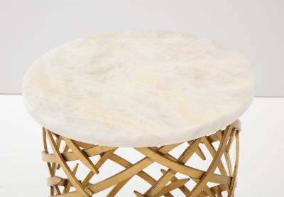 Pair of Brutalist Side Tables with Crystalline Quartz Tops 