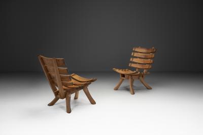 Pair of Brutalist Spade Chairs The Netherlands ca 1960s