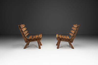 Pair of Brutalist Spade Chairs The Netherlands ca 1960s