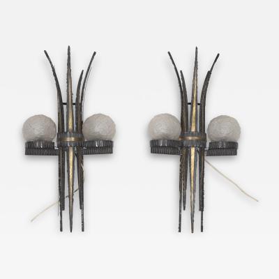 Pair of Brutalist Style French Wall Sconces