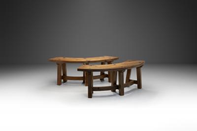 Pair of Brutalist Wooden Benches France 1960s