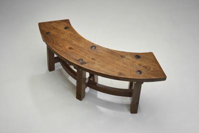 Pair of Brutalist Wooden Benches France 1960s