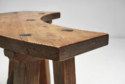 Pair of Brutalist Wooden Benches France 1960s