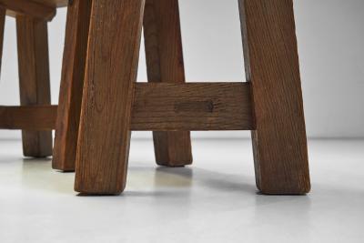 Pair of Brutalist Wooden Benches France 1960s