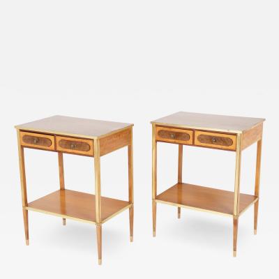 Pair of Burl Two Drawer Baltic Side Tables