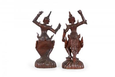 Pair of Burmese Dancing Figures
