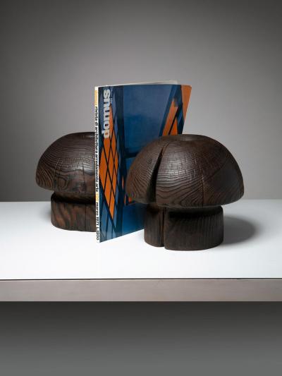 Pair of Burnished Solid Wood Vases