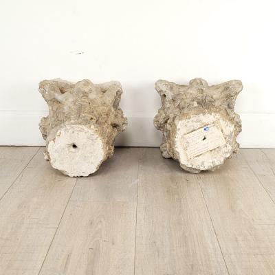 Pair of Caen Stone Gallo Romano Corinthian Capitals probably circa A D 300