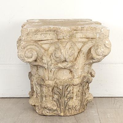 Pair of Caen Stone Gallo Romano Corinthian Capitals probably circa A D 300