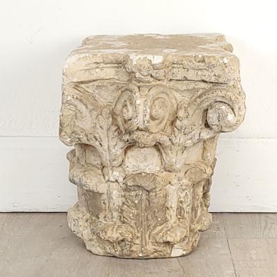 Pair of Caen Stone Gallo Romano Corinthian Capitals probably circa A D 300