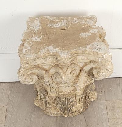 Pair of Caen Stone Gallo Romano Corinthian Capitals probably circa A D 300