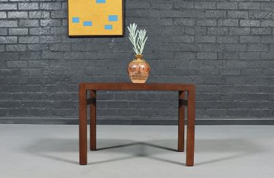 Pair of Californian Modern Travertine Top Side Tables