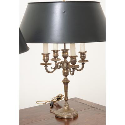 Pair of Candelabra Lamps in the Bouillotte Style