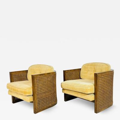 Pair of Cane Back Lounge Chairs by Debu Furniture USA 1970s
