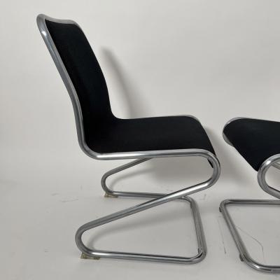 Pair of Cantilever Z Chairs Steeltube and Black Fabric Italy circa 1970