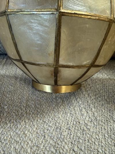 Pair of Capiz Shell and Brass Wall Sconces Small 1970s