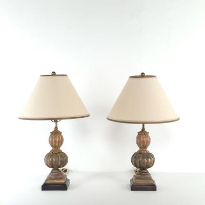 Pair of Carved Antique Giltwood Finials Now Lamps Italy 19th century