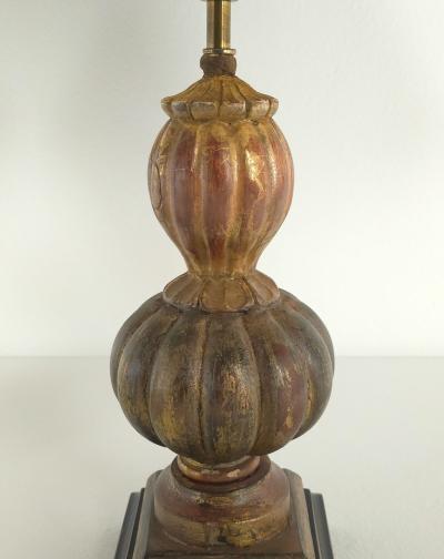 Pair of Carved Antique Giltwood Finials Now Lamps Italy 19th century