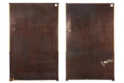 Pair of Carved Giltwood Antique Collector Display Cabinets by M Grieve Co 