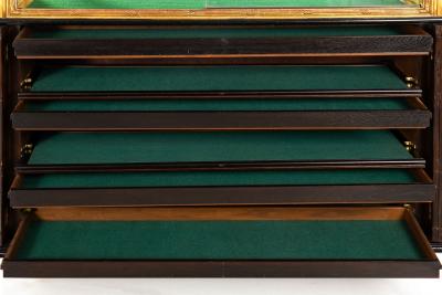 Pair of Carved Giltwood Antique Collector Display Cabinets by M Grieve Co 