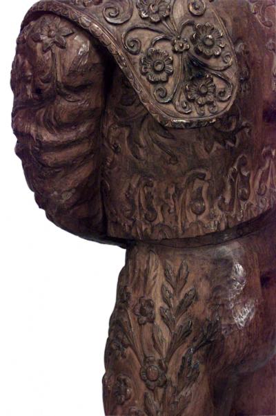 Pair of Carved Pine Toreadors with Red Capes